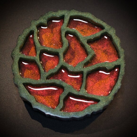 Bonsai Green and Copper Geode Agate Coasters – Set of 2 - Picture 3 of 5